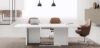 Tavolo riunioni rettangolare Linea 410 da 240 x 120 cm con top access, realizzato in conglomerato ligneo spessore 38 mm con rivestimento melaminico classe E1 a bassa emissione di formaldeide, disponibile nelle finiture bianco, noce e rovere chiaro per sale meeting e uffici direzionali.