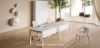 Composizione operativa Ufficiostile® con due scrivanie affiancate da 140 x 80 x 73 cm ciascuna, configurazione totale 280 x 80 x 73 cm, piani in melaminico antigraffio spessore 25 mm, struttura inclinata in tubolare d’acciaio 70 x 30 mm verniciato a polveri epossidiche, modesty panel metallico e armadio alto modulare da 180 x 45 x 213 cm con quattro ante, serratura a chiave pieghevole e otto ripiani interni regolabili.