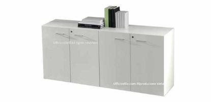 Immagine di Libreria bassa ufficio  04 ante  cm.180x45 Bianca