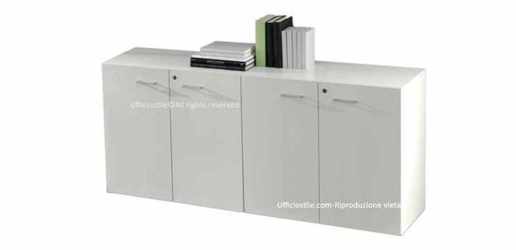 Immagine di Libreria bassa ufficio  04 ante  cm.180x45 Bianca