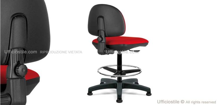 Immagine di Sgabello con schienale e poggiapiedi regolabile