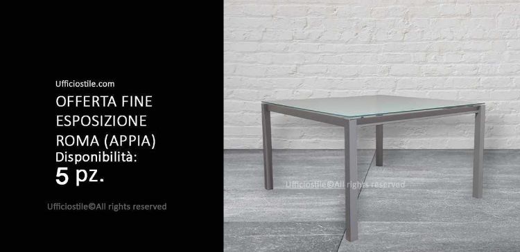 Immagine di Tavolo riunioni quadrato piano in vetro FINE EXPO