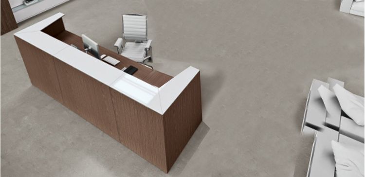 Immagine di Bancone reception cm. 250 con top in laminato bianco lucido