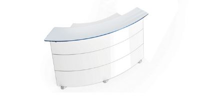 Immagine di Bancone ufficio reception curvo 60° laccato bianco