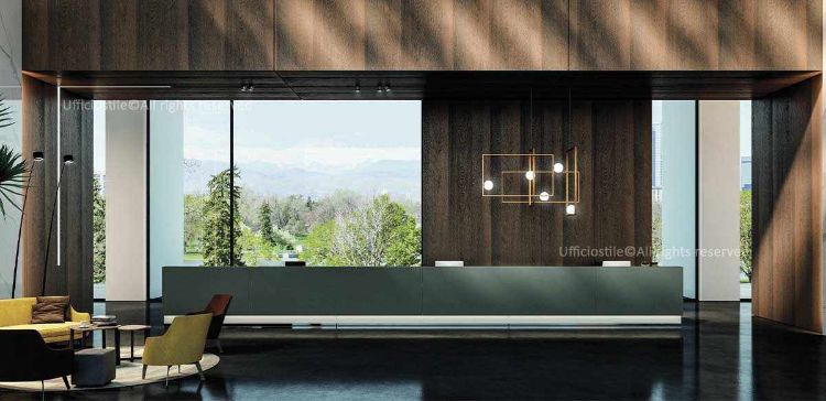 Immagine di Bancone reception cm. 400 con mensole lineari