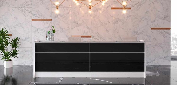Immagine di Bancone reception frontale lucido