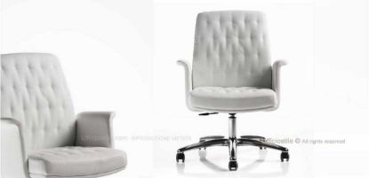 Arthur mid-back executive chair with fixed padded armrests, polished aluminium 5-star base with castors and eco-leather upholstery
