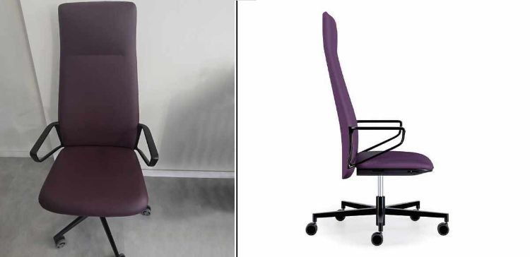 Seduta direzionale fine esposizione con schienale alto, braccioli in alluminio, base a 5 razze in alluminio nero con ruote, elevazione a gas, meccanismo sincronizzato a 3 posizioni e rivestimento Magnum cat. F colore T5B5.