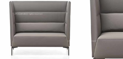 Divanetto per ufficio Ufficiostile con schienale alto per comfort acustico, dotato di cuscino lombare e rivestimento ignifugo in PVC e cotone, codice prodotto ITDIKKEN03.
