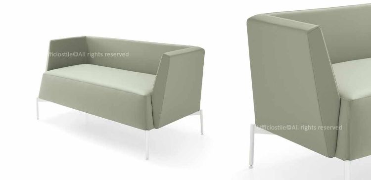 Divanetto attesa da 142 cm Ufficiostile con piedini in acciaio verniciato bianco e rivestimento ignifugo monocolore, codice prodotto ITDIKKEN08.