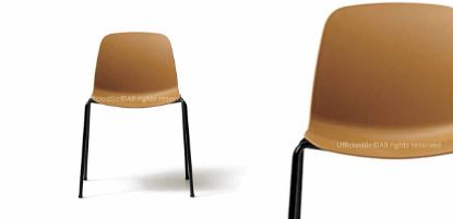 Poltroncina visitatore fissa con scocca in polipropilene, basamento a 4 gambe in alluminio nero, dimensioni compatte e certificazione UNI EN 16139 per uffici, sale riunioni e aree attesa.
