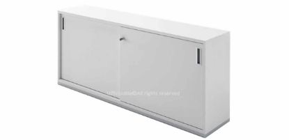 Contenitore per ufficio Ufficiostile largo 166,5 cm con ante scorrevoli, realizzato in conglomerato ligneo melaminico con finiture personalizzabili, bordi in ABS e piedini livellatori, codice prodotto ITDV50001.