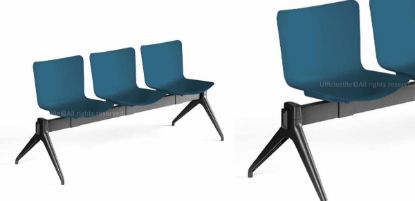 Panca attesa a 3 posti con sedili monoscocca in polipropilene disponibili in diversi colori, struttura in plastica e produzione Made in Italy, ideale per reception, sale d’attesa e ambienti professionali.