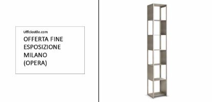 Libreria in acciaio verniciato finitura Pearl con struttura compatta, altezza 185 cm e portata massima dei ripiani di 7 kg ciascuno, soluzione Made in Italy fine esposizione per uffici, reception e ambienti professionali.