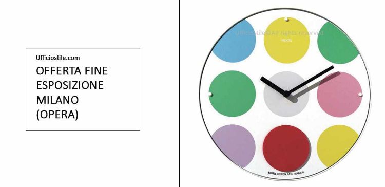 Orologio a pendolo da parete multicolore, diametro 45 cm e profondità 5,5 cm, soluzione Made in Italy fine esposizione per uffici, reception e ambienti professionali.