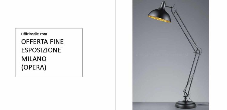 Lampada da terra curva in alluminio con tecnologia LED, interruttore a pedale, luce 3000K e potenza 11W, soluzione Made in Italy fine esposizione per uffici, reception e ambienti professionali.