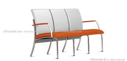 Picture of Gala 3-seater office waiting sofa with chrome armrests