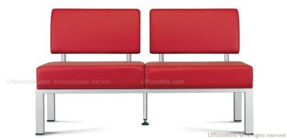 Divanetto ufficio Mod a 2 posti con sedute imbottite, struttura metallica a sezione quadrata, sedile in multistrato di legno imbottito con resina poliuretanica espansa indeformabile ad alta densità e rivestimento in cotone 60% e poliestere 40%, Made in Italy.