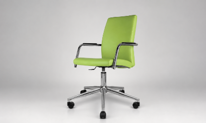 Poltrona direzionale economica con braccioli fissi, base a 5 razze in alluminio lucido con ruote, meccanismo oscillante, elevazione a gas e rivestimento tecnico in PVC, poliestere e cotone.