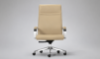 Poltrona direzionale oscillante con schienale alto, scocca in multistrato di faggio, imbottitura in poliuretano espanso, braccioli cromati con pad imbottiti, base a 5 razze in alluminio lucido e rivestimento classe 1IM.