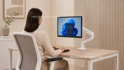 Tallo™ braccio monitor singolo ergonomico con tecnologia a molla a gas, attacco VESA, fissaggio Top Mount dall’alto, finitura base nera, finitura opzionale bianca e portata massima di 9 kg.