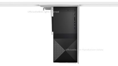 Supporto per CPU Smart Space da fissare sotto il piano di lavoro, progettato per unità centrali di grandi dimensioni, regolabile in larghezza da 60 a 220 mm e in altezza da 310 a 545 mm, con portata massima di 25 kg e finiture disponibili bianco, nero e argento.