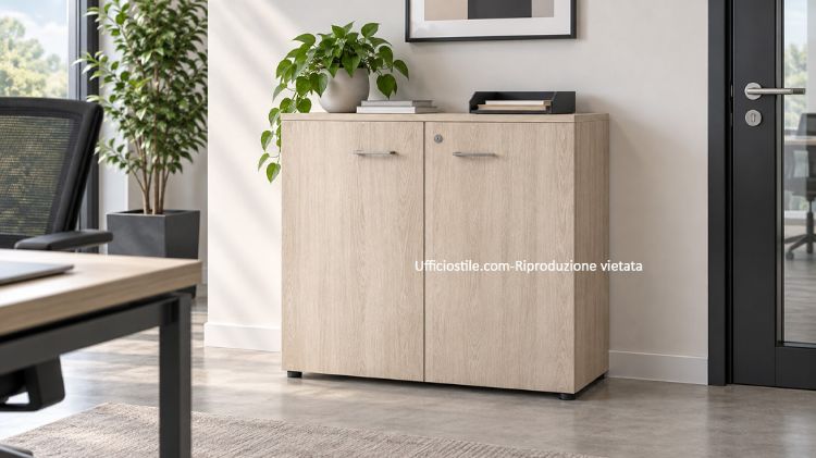 Immagine di Libreria ufficio 02 ante battenti cm.90x45 Rovere