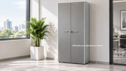 Armadio alto per ufficio con 2 ante battenti h 233 cm ambientato in ufficio moderno