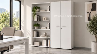 Immagine di Armadio ufficio ante e vani a giorno Bianco
