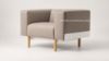 Brad upholstered lounge chair with multilayer wood inner structure, metal frame with beech feet and Trevira CS fabric upholstery
