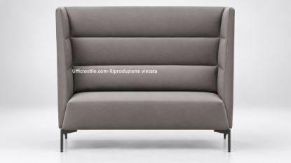 Divanetto per ufficio Ufficiostile con schienale alto per comfort acustico, dotato di cuscino lombare e rivestimento ignifugo in PVC e cotone, codice prodotto ITDIKKEN03.
