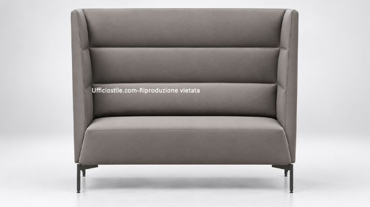 Divanetto per ufficio Ufficiostile con schienale alto per comfort acustico, dotato di cuscino lombare e rivestimento ignifugo in PVC e cotone, codice prodotto ITDIKKEN03.