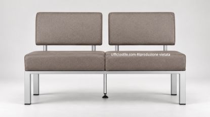 Divanetto ufficio Mod a 2 posti con sedute imbottite, struttura metallica a sezione quadrata, sedile in multistrato di legno imbottito con resina poliuretanica espansa indeformabile ad alta densità e rivestimento in cotone 60% e poliestere 40%, Made in Italy.
