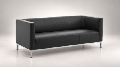 Argo 03 è il divano a 3 posti imbottito con base in acciaio cromato e struttura in legno. Larghezza 178 cm, ideale per reception e aree lounge.