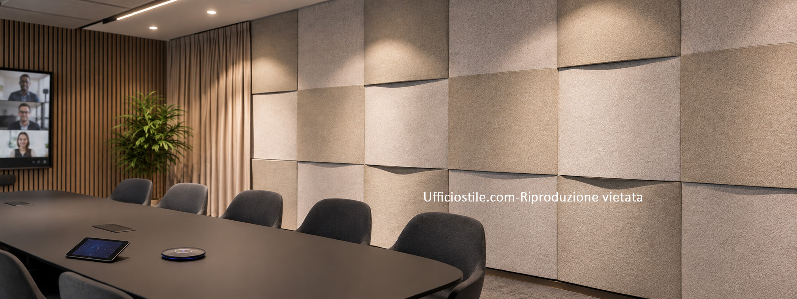 Sala riunioni con trattamento acustico integrato