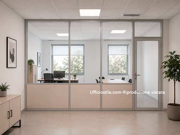 Configurazioni tipiche di pareti divisorie economiche in uffici e open space