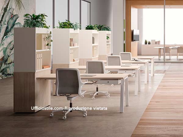 Configurazioni tipiche di postazioni in pronta consegna in uffici operativi e open space