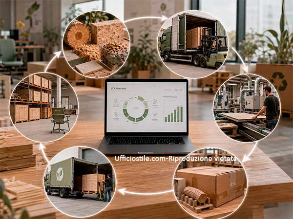 Schema di Life Cycle Assessment applicato agli arredi per ufficio