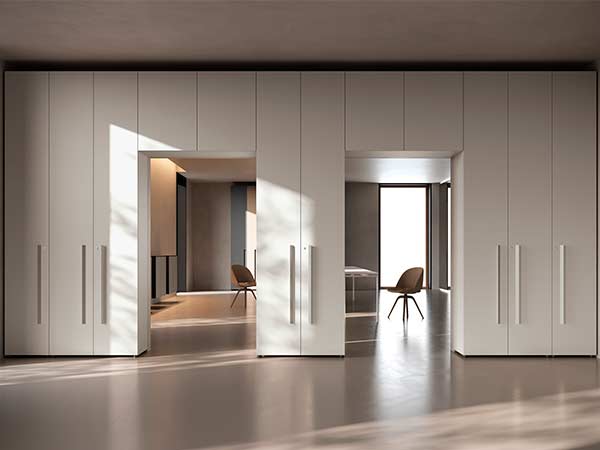 Typical fitted storage wall configurations with integrated storage