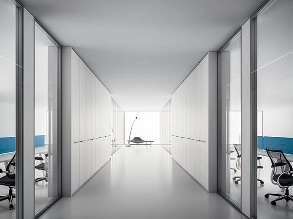 Fitted storage wall with integrated cabling and audio-video provisions