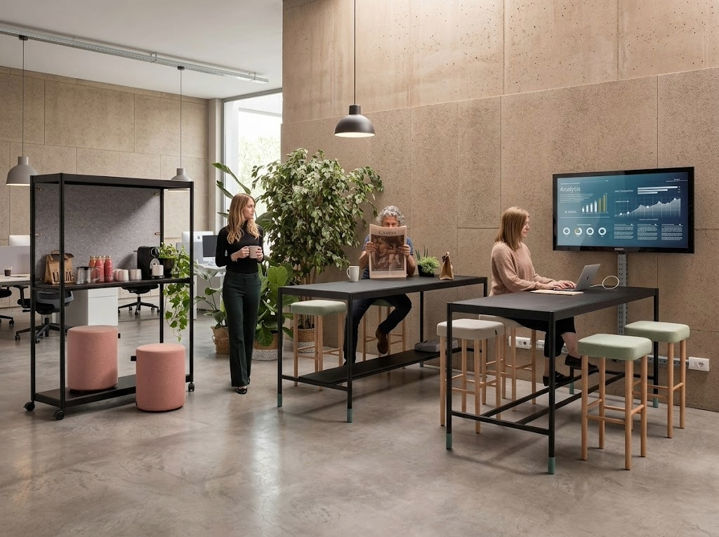 Social hub con arredi mobili