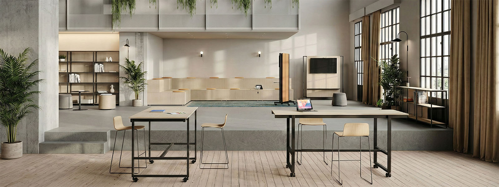 Zona brainstorming con monitor interattivi e tecnologia wireless