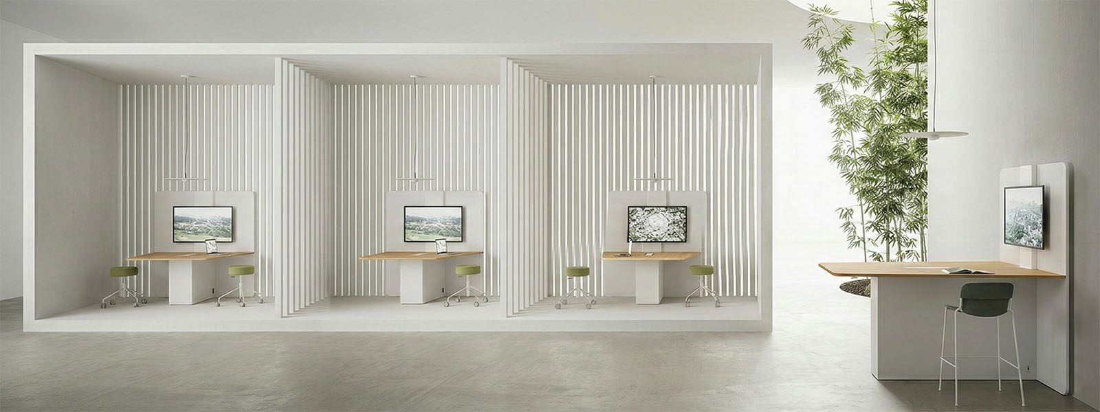 Zona brainstorming con monitor interattivi e tecnologia wireless