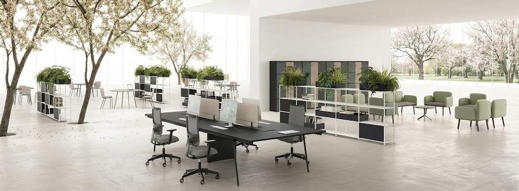 Piano di lavoro soft-touch opaco in ufficio digitale