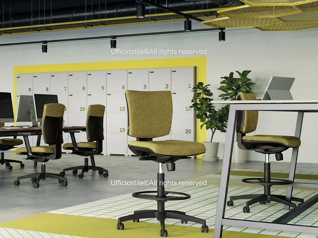 Dettaglio supporto lombare regolabile su sedia ergonomica