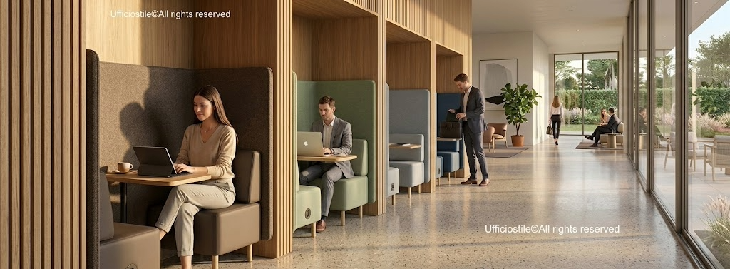 Coworking condiviso in lobby o area lounge