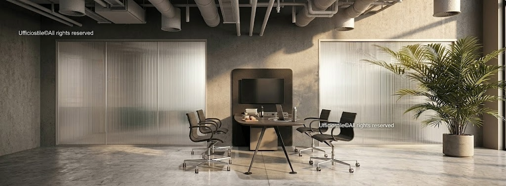 Tavoli coworking condivisi con elettrificazione integrata