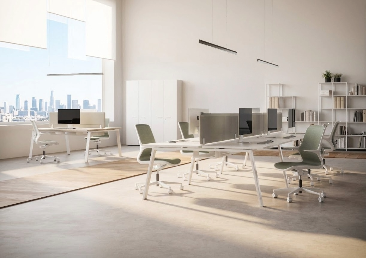 Sfruttamento della luce naturale in ufficio open space
