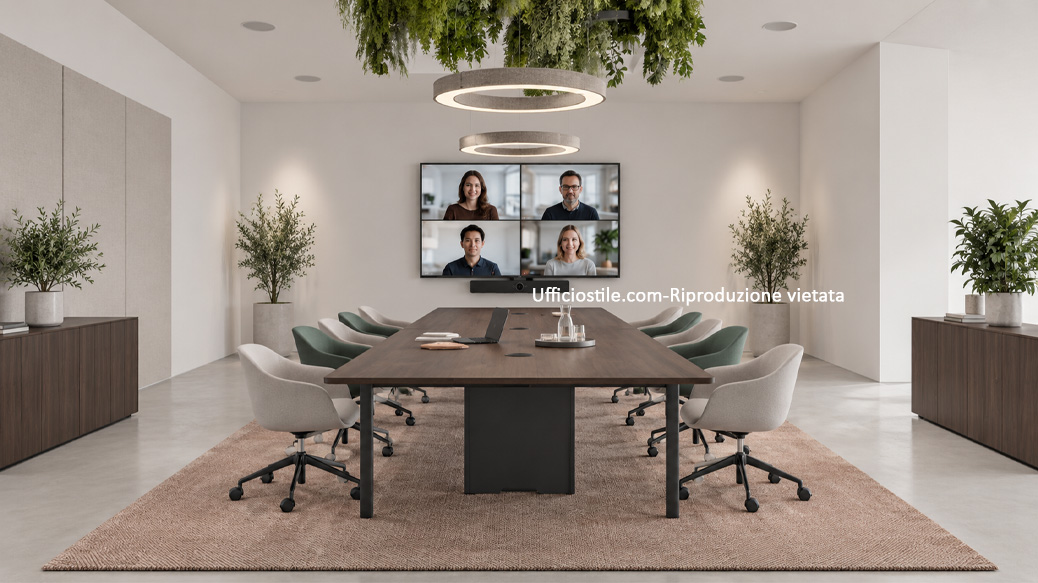 Sala conference con touch panel e controllo centralizzato dei sistemi audio-video