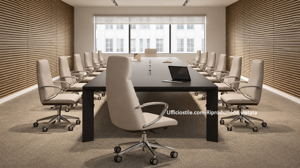 Sedute conference con puntali antirumore e rivestimenti resistenti